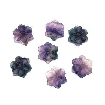 1PC Gamtos Fluorito Bauhinia Formos Kristalų Gėlių Akmenys Ranka Raižyti Crystal Healing Dekoro Natūralių Akmenų ir Mineralų