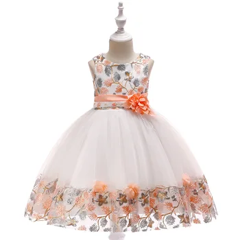 Nauja mergina suknelė siuvinėta gėlių nagų granulių princesė suknelė Vestuvių Suknelė Vaikus, Drabužiai Vaikams, Šalis Gimtadienio Suknelės DR19189