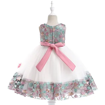 Nauja mergina suknelė siuvinėta gėlių nagų granulių princesė suknelė Vestuvių Suknelė Vaikus, Drabužiai Vaikams, Šalis Gimtadienio Suknelės DR19189