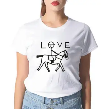 Mados Palaukti, Jodinėjimas Žirgais Spausdinti Moterų Marškinėlius Mergina Jojimo Marškinėlius Arklių Mylėtojas Marškinėliai Tee Marškinėliai Femme Hipster T-shirt Moterims Topai