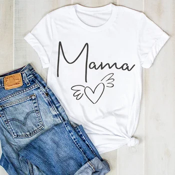 Moterų Lady Mama Kampas Mielas Motina trumpomis Rankovėmis Spausdinti Ponios Vasaros T Tee Marškinėlius Moterų Moterų Top Marškinėliai Drabužių Grafinis T-shirt
