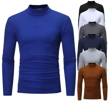 Nauja rudens ir žiemos vyrų aukštos apykaklės, įvairių spalvų malūnas vyriški slim long sleeve T-shirt