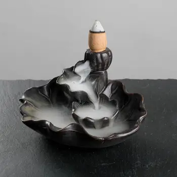 Elegantiškas Meno Smilkalų Degiklis Censer Dekoro Dovana Dūmų Atgal Moliuskui Patvarus Lotus Lapų Keramikos Sode