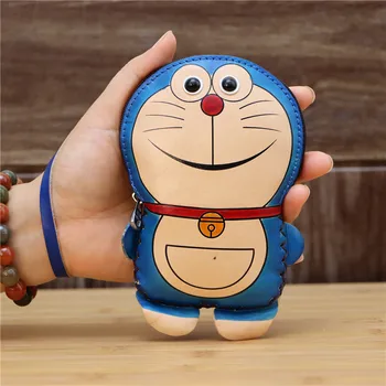 Natūralios odos animacinių filmų ding dong katė monetos rankinėje klavišą maišelį lūpų maišelį robotas katė Doraemon mėlyna riebalų žmogus mažas maišelis kūrybos dovana