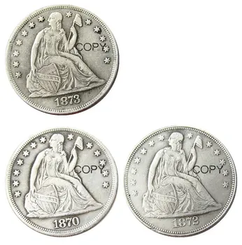1870 1872S 1873S 3pcs Sėdi Laisvės Sidabro Padengtą Dolerio Monetos Kopija