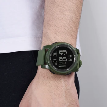 SYNOKE Mens Watch Karinės Sporto Laikrodžiai LED Vandeniui Didelis Ciferblatas Elektroninis Laikrodis Vyrų Skaitmeninis Laikrodis Relogio Masculino