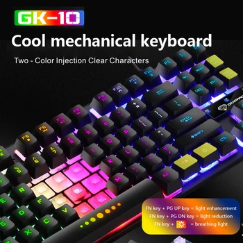 Naujas GK-10 Žaidimų Klaviatūra Žaidėjus Klaviatūros Laidinio 87 Klavišus Mechaninė Žaidimų Klaviatūra RGB Septynių spalvų Apšvietimu PC Nešiojamas Žaidėjai