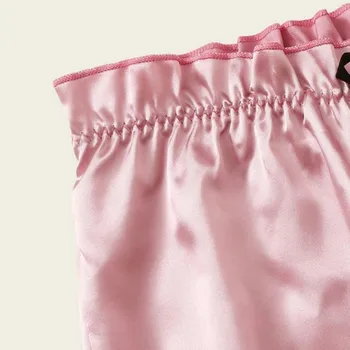 Dames pyama rožinės spalvos moteriškas apatinis trikotažas pijama nustatyti moterų V-Kaklo, Nėriniai Camisole Satino Kelnės, apatinis Trikotažas Sleepwear Pižama Nustatyti интимное белье 50*