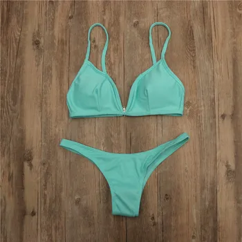 SP&MIESTAS Paprasta Paplūdimio Dviejų dalių Neon maudymosi kostiumėlį, Kietas Dryžuotas Moterų G-String Seksualus Bikini Kostiumas Aukšto Juosmens Vasarą Mikro maudymosi kostiumėlį 2019