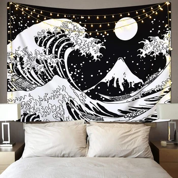 Kanagawa Didžiosios Bangos Gobelenas Japonijos Vandenyno Bangos Gobelenas Mėnulis Gobelenas Visata, Galaktika Gobelenas Sienos Kabo už Kambarį