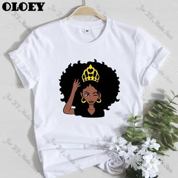 Estetinės aš Varva Melanino Grafinis t marškinėliai Moterims Afro Juoda Mergina Spausdinti Marškinėliai Black Queen marškinėlius Mados Moterų marškinėliai