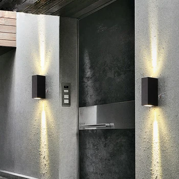 LED Aliuminio Sienų apšvietimo Lauko Kiemas Vandeniui 6W Dvivietis Vadovas Išorinės Sienos Lempa Koridoriaus Sodo Apdailos Vonios kambarys