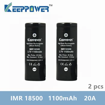 2 vnt KeepPower IMR 18500 baterija 1100mAh 20A max išleidimo li-jonų didelio nutekėjimo baterija 3.7 V lašas laivybos Originalus batteria