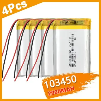 1/2/4 Didelės Talpos 103450 3,7 V Ličio Polimero Baterija 2000 Mah Li-po, Li-polimero MP5 GPS, 