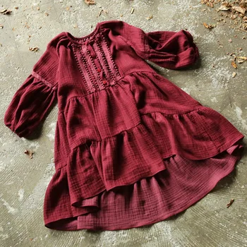 2019 Naujas Prekės Ženklas Mergaitės Pavasarį Suknelė Vaikas Suknelė Baby Girl Princesė Dress Žibintų Medvilnės Skalbiniai Bamblys Siuvinėjimo Nėrinių Suknelė,#3655