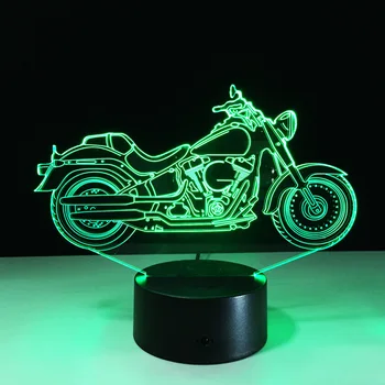 Variklis Formos USB 3D LED Lempos Naktį Šviesos Akrilo Stalo lempa Touch 7 Spalvų Keitimas Motociklo Miega Lamparas Lemputė Dovanų
