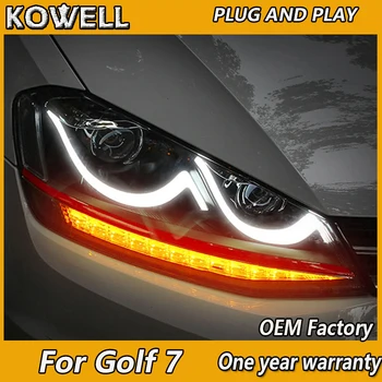 KOWELL Automobilių Stilius VW Golf 7 žibintai, LED Žibintai DRL Šviesos važiavimui Dieną Bi-Xenon Objektyvas NESLĖPĖ Priedai
