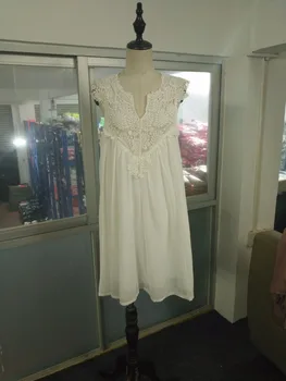 Vasaros Suknelė 2020 M Sexy Šifono Moterų Suknelė Atsitiktinis Rankovių prarasti dress lady Tuščiaviduriai Iš Baltos spalvos Tunika Nėrinių Paplūdimio Suknelė Plius Dydis