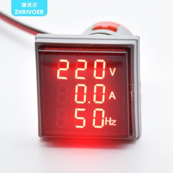 Trys Ekrano Skaitmeninis Įtampos Amperometer 22MM AD16-22DSV tipas AC 60-500V Mini voltmetras LED Voltmeter Lemputė Lemputė