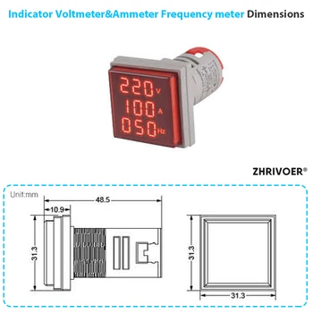 Trys Ekrano Skaitmeninis Įtampos Amperometer 22MM AD16-22DSV tipas AC 60-500V Mini voltmetras LED Voltmeter Lemputė Lemputė