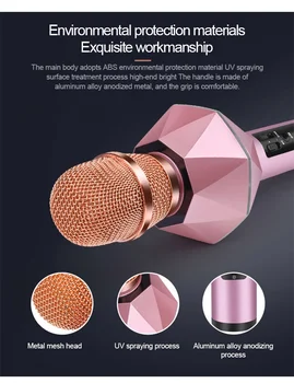 Diamond LED Šviesos Nešiojamas Mikrofonas Vaikams USB Mini Nešiojamą Karaoke Prietaisą Su Geriausiais Belaidžio ryšio 