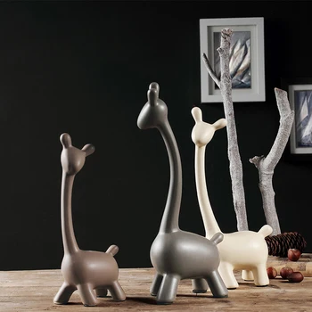 Minimalistinio keramikos žirafa, elnias namų dekoro amatų kambario dekoravimo, rankdarbių ornamentu porceliano figūrėlės vestuvių papuošalai