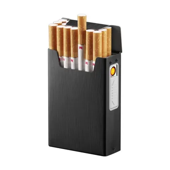 USB žiebtuvėlis Įkraunamas Elektrinis Nešiojamų Cigarečių Atveju Lengvesni Metalo Turėtojas Dėžutėje 20 Vnt Kūrybos Kompaktiškas Cigarų Kišenėje Dovanų Dėžutėje