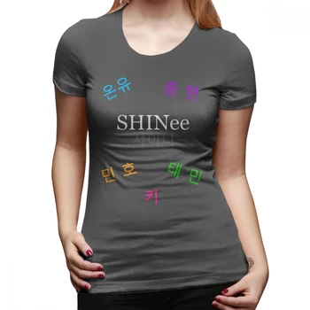 Kpop Shinee T-Shirt SHINee Grupės Pavadinimas - Nariai Marškinėliai Gatvės Stiliaus, O Kaklo Moterų marškinėlius 100 Medvilnės, Apelsinų Ponios Tee Marškinėliai