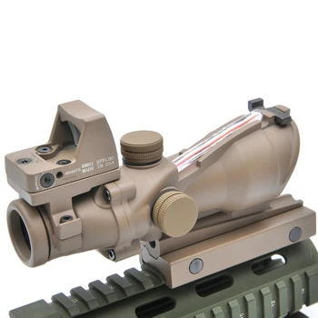 ACOG 4X32 Tan Taktinis Realaus Optinio Pluošto Raudonai Apšviestas w/ RMR Micro Red Dot Medžioklės Riflescope