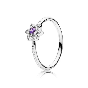 16 Stilių Nauja Violetinė Gėlė Spalvinga Lašas Aliejaus Sidabro Spalvos Kristalų Žiedai Moterų Vestuvės Juvelyrika