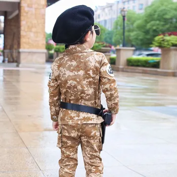 Vaikų Kamufliažas Mokymo Drabužių Rinkinį Karinės Uniformos Paauglys Berniukų Striukės Kovoti su Armija Kostiumas Helovyno Cosplay Kostiumai
