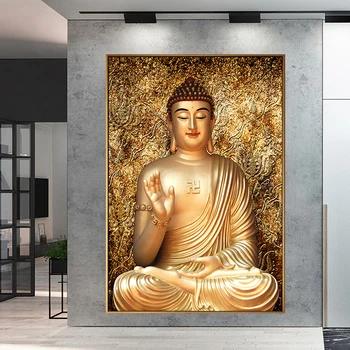 Aukso Spalvos Drobė Buda Tapybos Atspausdintas Spausdinimo Namų Dekoro Sienos Meno Tapybos, Be Rėmelio Drobė Spausdinama