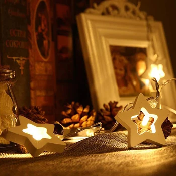 10/20/30 LED Medienos Star Širdies String Šviesos Namuose, Vestuvės, Kalėdos, Dekoratyvinis LED Apšvietimas Atostogų guirlande lumineuse led