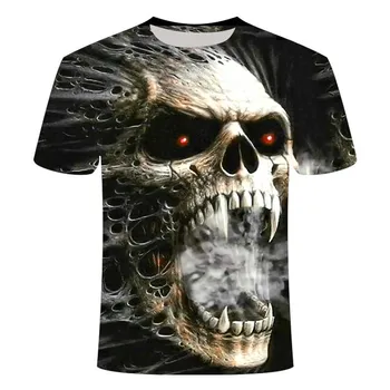 Nauji vyriški kaukolė T-shirt gyvūnų kaukolės 3dt-marškinėliai vyriški viršūnes hip-hop 3d spausdinimo kaukolė apvalios kaklo marškinėliai topai