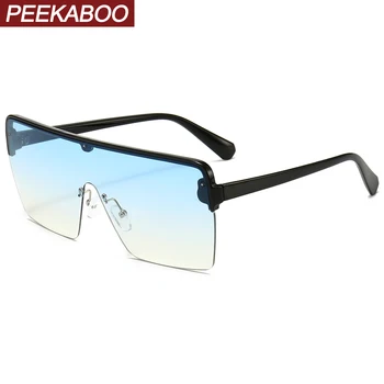Peekaboo framlesss vienas gabalas lęšio akiniai nuo saulės moterims, didelis uv400 aikštėje saulės akiniai vyrų pusę kadro 2021 mėlyna geltona vėjo