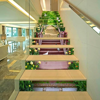 Sodo Mediniais Laiptais Kelias Sienų Lipdukai Kambario Laiptais Villa laiptų Apdaila Žingsnis Grindų PVC Meno Vandeniui lipnios Tapetai