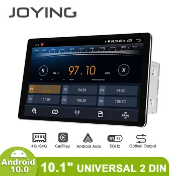 Joying 2 din automobilio radijo, GPS Navigacijos galvos vienetas 4 GB RAM&64GB ROM universalus 10.1 colių IPS paramos 4G/Carplay/Android auto RDS WIF