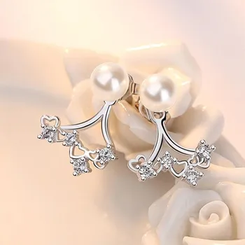 NEHZY 925 sterlingas sidabro auskarai papuošalai aukštos kokybės naujas retro paprasta tuščiavidurė gėlių širdis-formos Cirkonis auskarai