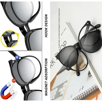 Klasikinis Poliarizuoti Akiniai nuo saulės Vyrams, Moterims 5 in 1 Įrašą magnetinėje Akinius TR90 UV400 oculos de sol už Naktį Vairavimo