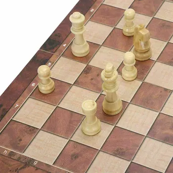 34*34cm Sulankstomos Medinės Tarptautinės Šachmatų Šaškių Rinkinį, Sulankstomas stalo Žaidimas Juokingas Žaidimas Chessmen Surinkimo Nešiojamų stalo Žaidimas