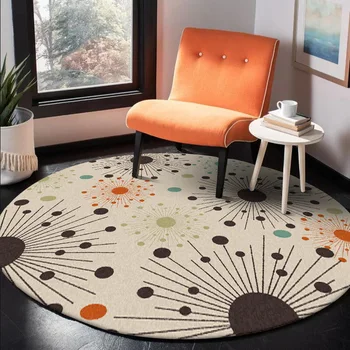 Stilingas, modernus oranžinės spalvos dot menas abstraktus ray apskrito gyvenimo kambario, miegamasis neslidus kilimėlis kilimas