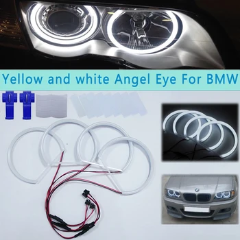 Medvilnės Halo Žiedas Šviesos SMD LED Angel Eyes BMW E46 E39 E38 E36 Projektorius priekinis žibintas Balta Geltona E39 Angel Eyes 4*131mm CCFL