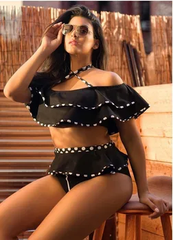 Seksualus Pynimas Bikini Moterims maudymosi kostiumėlį 2020 4XL Plius Dydis Maudymosi Kostiumai Paplūdimio Drabužiai Žalia Aukšto juosmens Tankini Didelio Dydžio Maudymosi Kostiumas