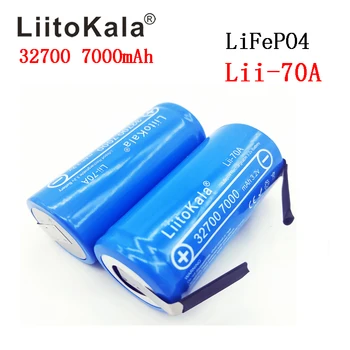 2VNT LiitoKala 32700 3.2 v lifepo4 7000mAh daugkartinio įkrovimo baterija ląstelių LiFePO4 5C baterijos išsikrovimo Atsarginę Energijos žibintuvėlis