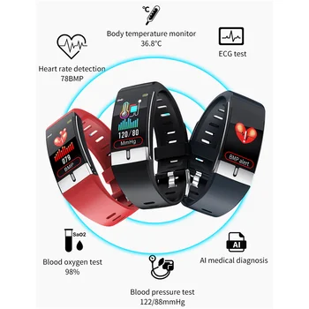 E66 Kūno Temperatūra Smartwatch EKG PPG Smart Watch Širdies ritmo Sekimo Apyrankės Kraujo Spaudimą ir Deguonies Stebėti Sporto Apyrankė