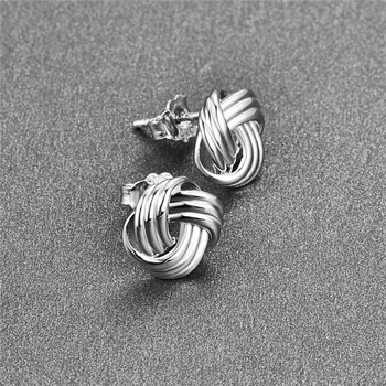 925 Sterlingas Sidabro Fine Jewelry Naujo Dizaino Susukti Šilko Sidabro Auskarai Bižuterijos Moteriški Aksesuarai Ausies Smeigės Rinkinys