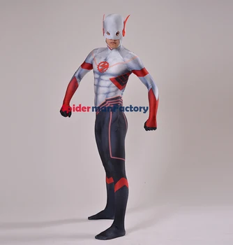 Pilka Flash Kostiumas Spandex Vyrų Superhero 3D Atspalvį 