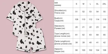 Pižamos Mielas Karvių Spausdinti Medvilnės Pižama Pijamas Moterų Atsitiktinis Patogiai Namuose Kombinezonas Dviejų Dalių Sleepwear Moterų Moterų Summer Set