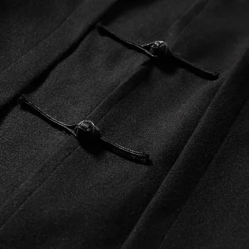 MRDONOO Vyrų rudens-žiemos tirštėti vilnos striukė kinų stiliaus ilgas vilnonis kailis vidutinio ilgio švarkelis vyrų atsitiktinis paltas