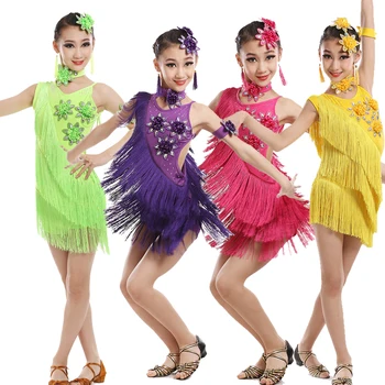 Blizgučiai Kutai Vaikai Konkurencijos Lotynų Kostiumai Šokių Suknelės Mergaičių Gimnastikos Šalies Šokių Suknelė Etapo Komplektus Dėvėti Dancewear